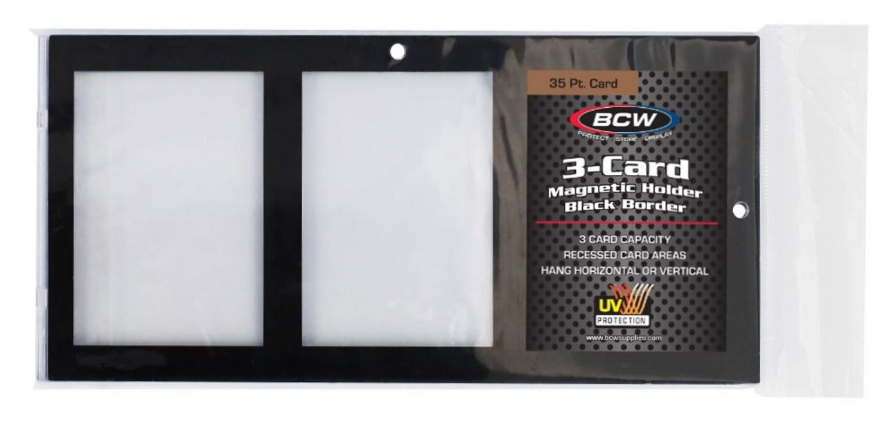 BCW Magnetic 3-Card Holder 35pt Black Border / Case of 100