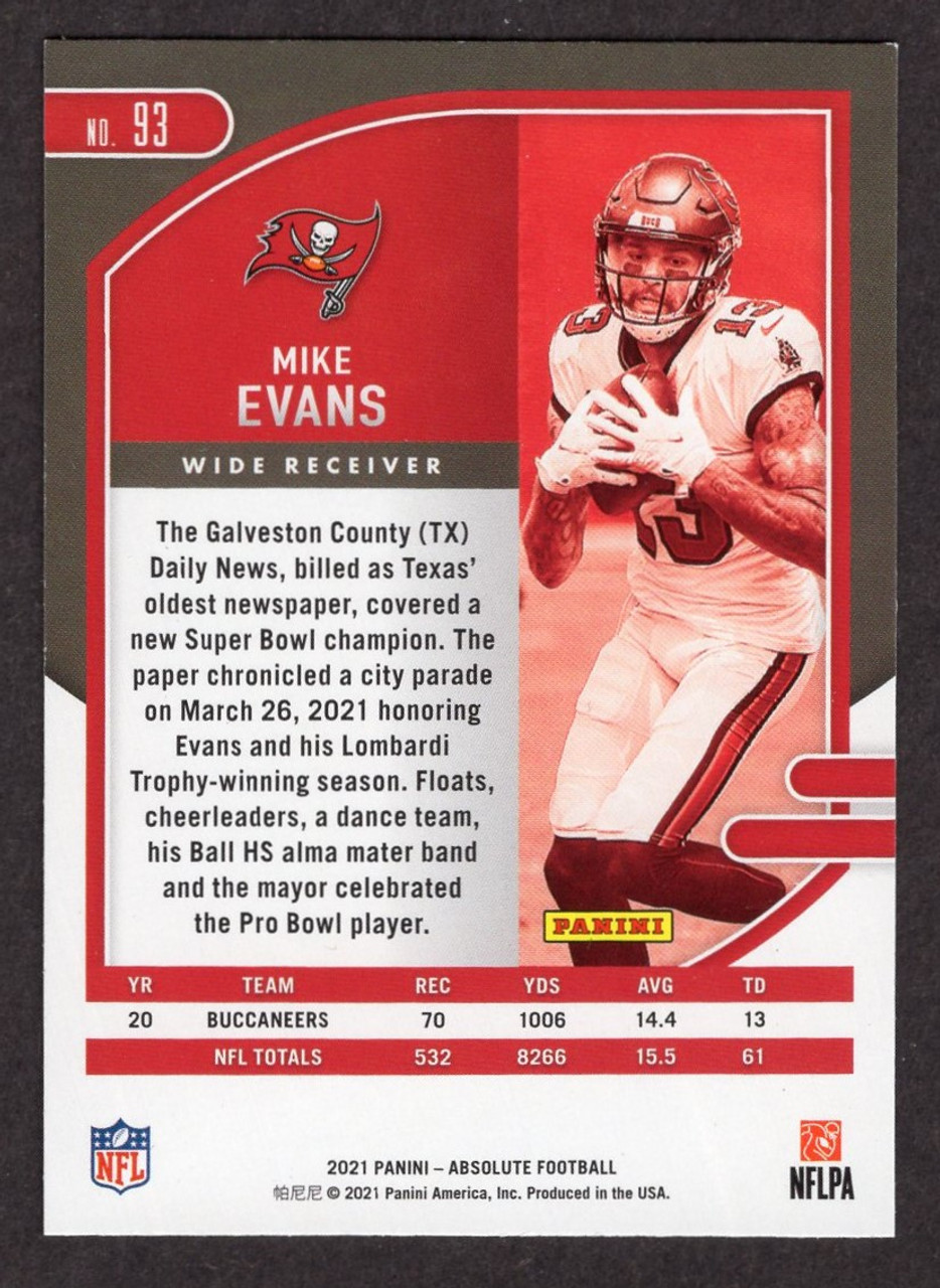 2021 Panini Absolute #93 Mike Evans Green Foil