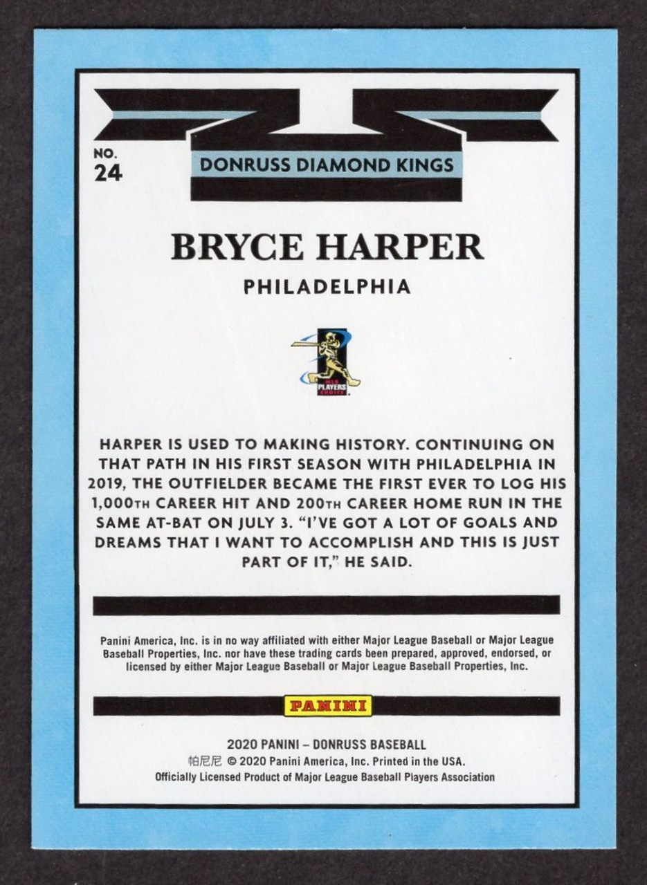 2020 Panini Donruss #24 Bryce Harper Diamond Kings Holo Blue