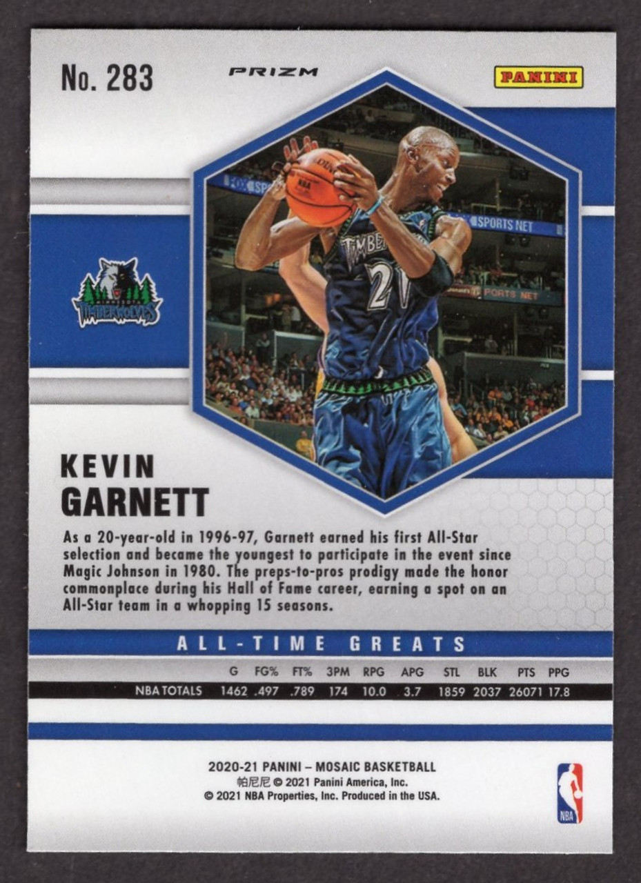 2020/21 Panini Mosaic #283 Kevin Garnett All-Time Greats Red Wave Prizm