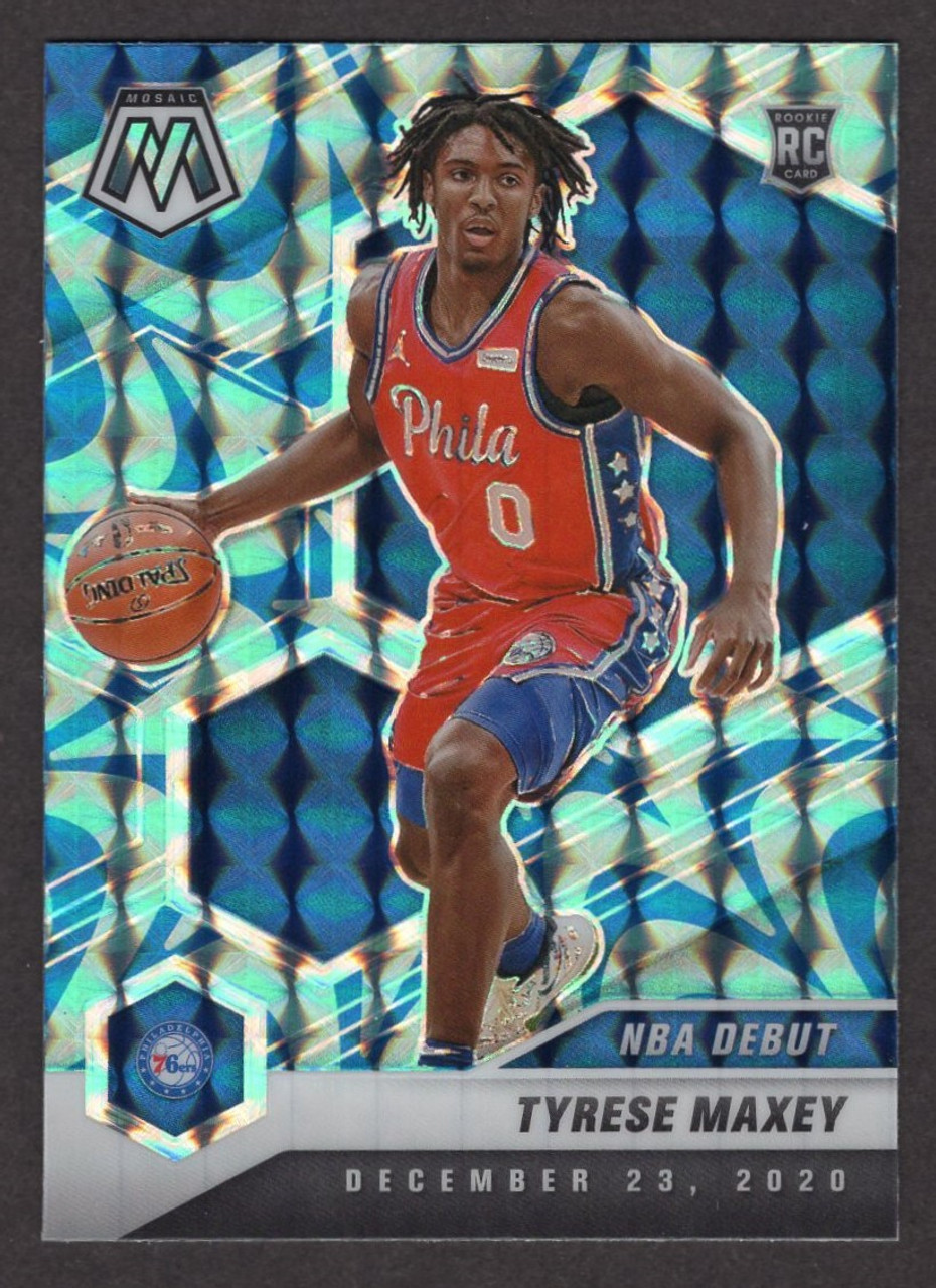 2020/21 Panini Mosaic #263 Tyrese Maxey Rookie Debut Blue Reactive Prizm