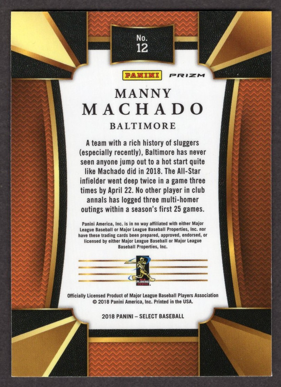 2018 Panini Select #12 Manny Machado Silver Prizm