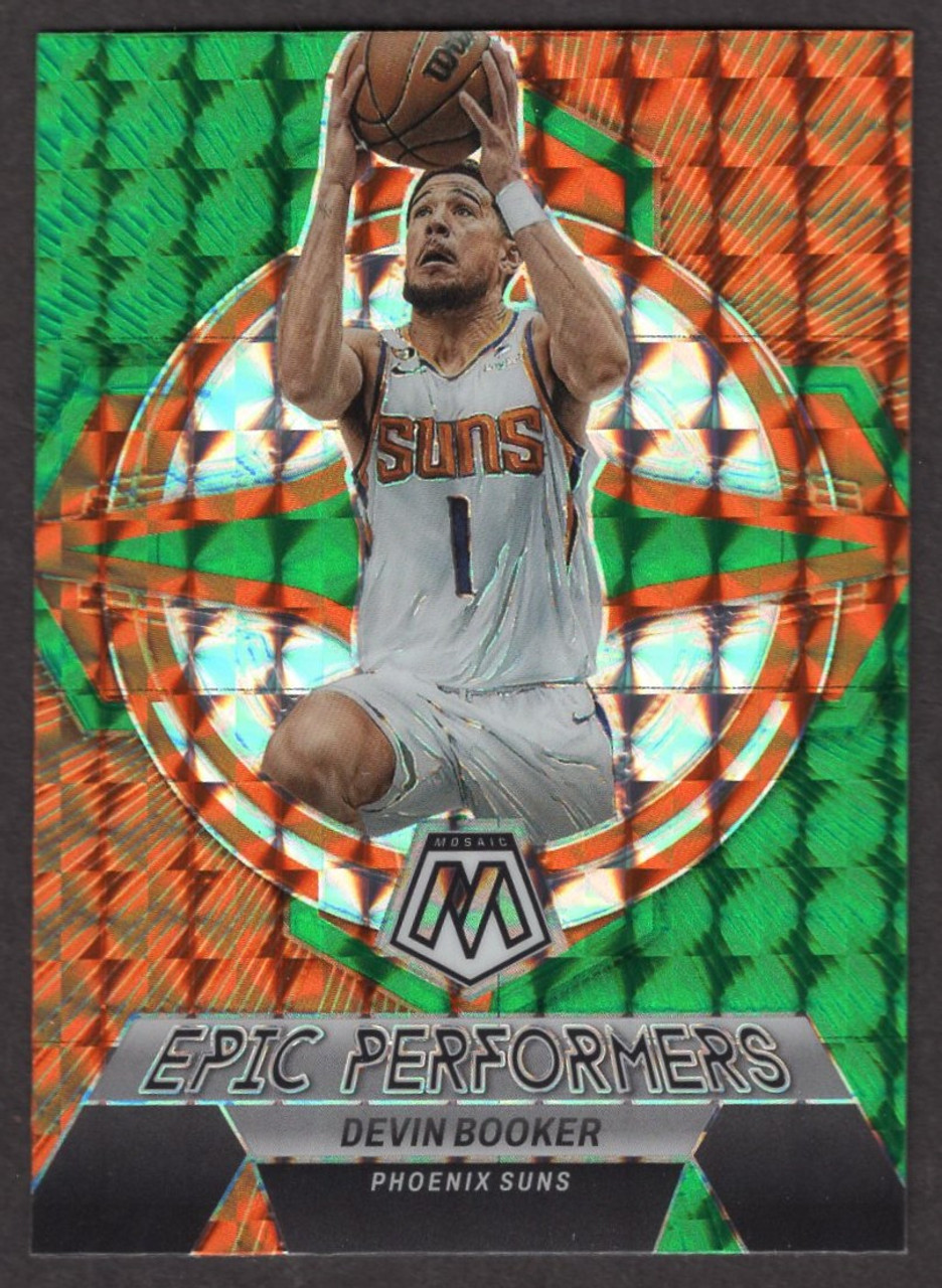 2022/23 Panini Mosaic #10 Devin Booker Epic Performers Green Prizm