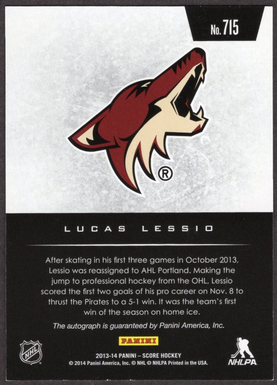 2013-14 Panini Score #715 Lucas Lessio Hot Rookies Rookie/RC Autograph