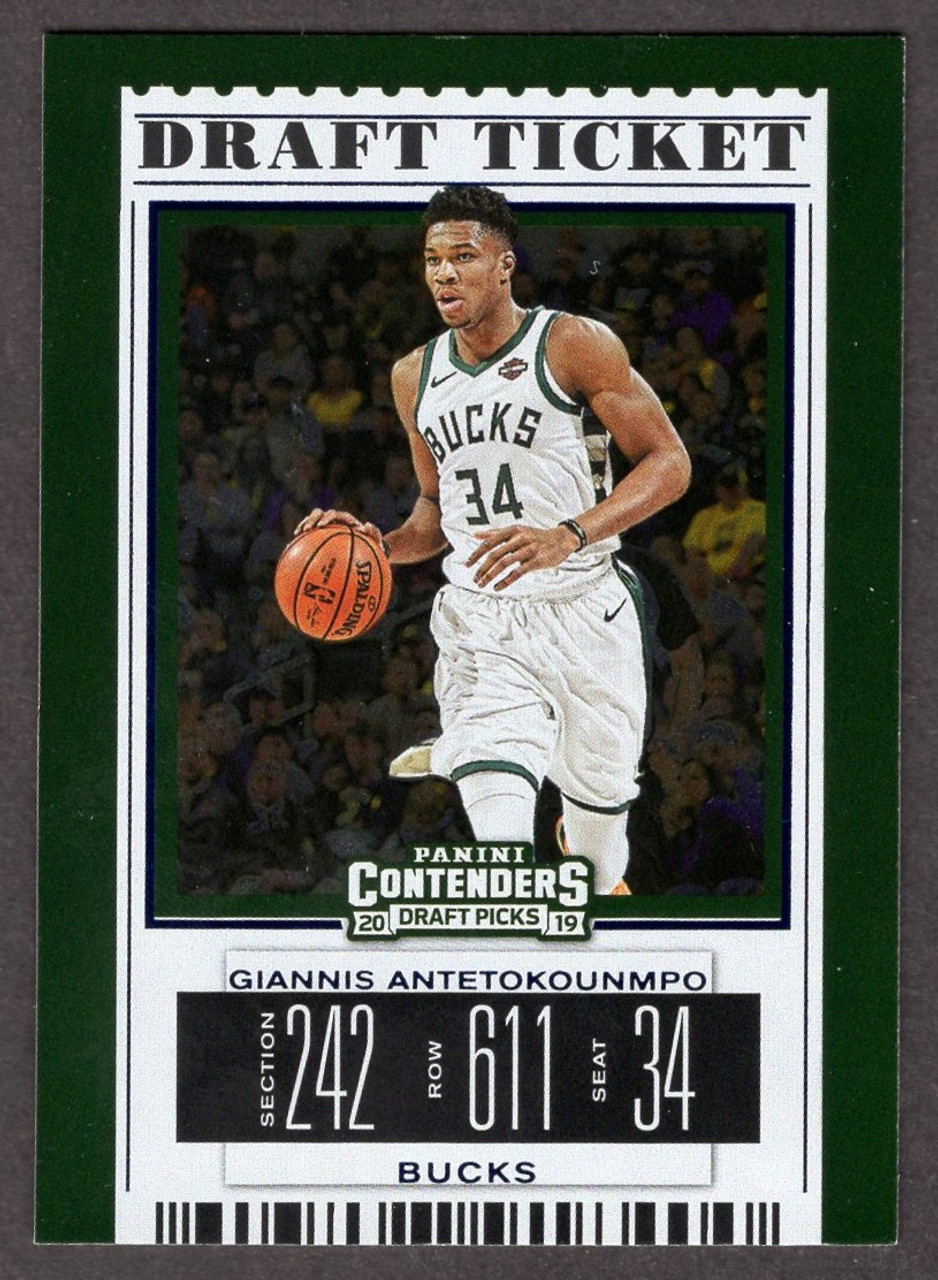 2019/20 Panini Contenders #17 Giannis Antetokounmpo Draft Ticket Blue Foil Variation