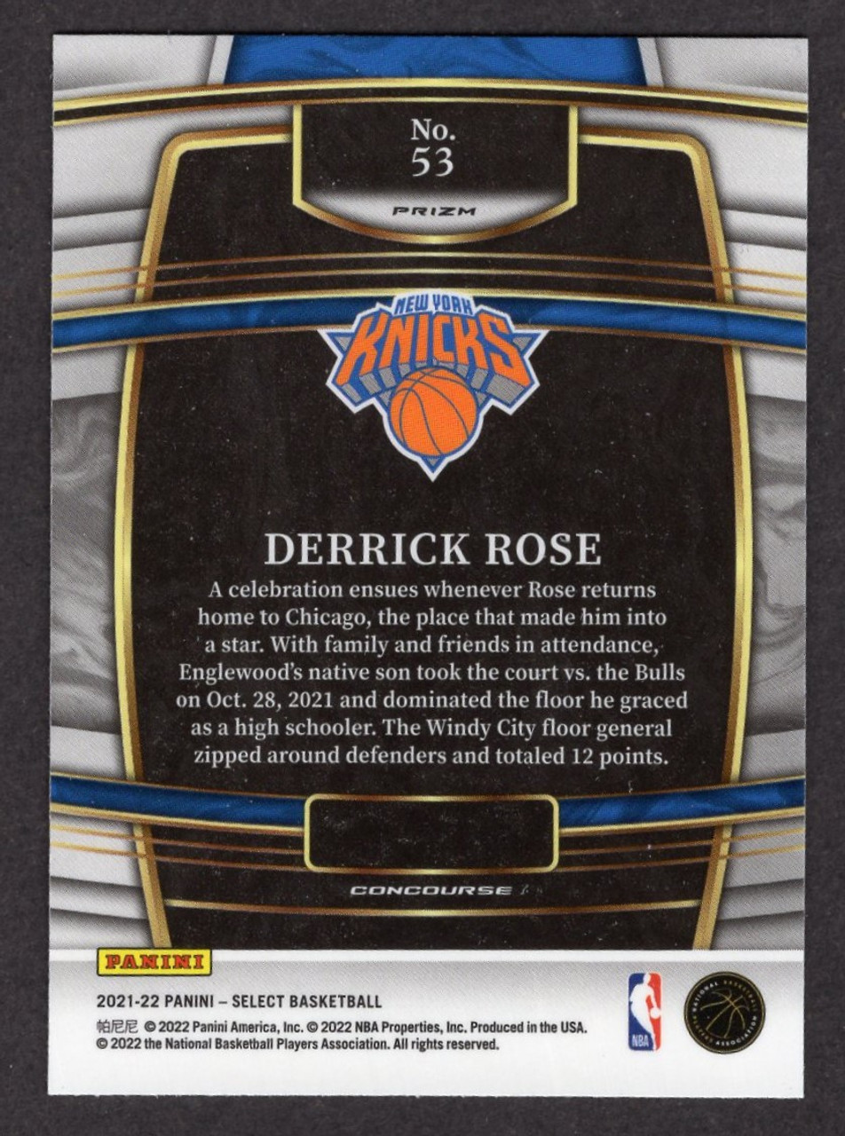 2021/22 Panini Select #53 Derrick Rose Blue Shimmer Prizm 