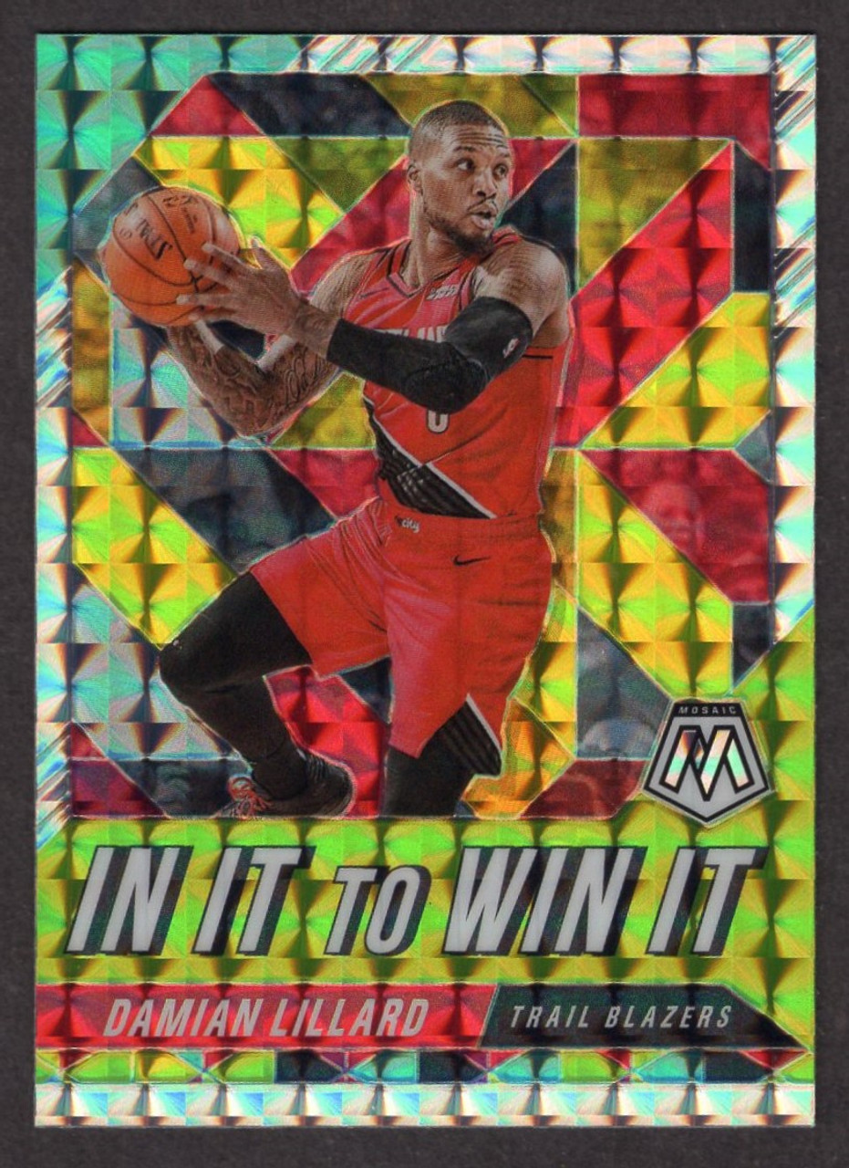 2019/20 Panini Mosaic #20 Damian Lillard In It To Win It Silver Prizm