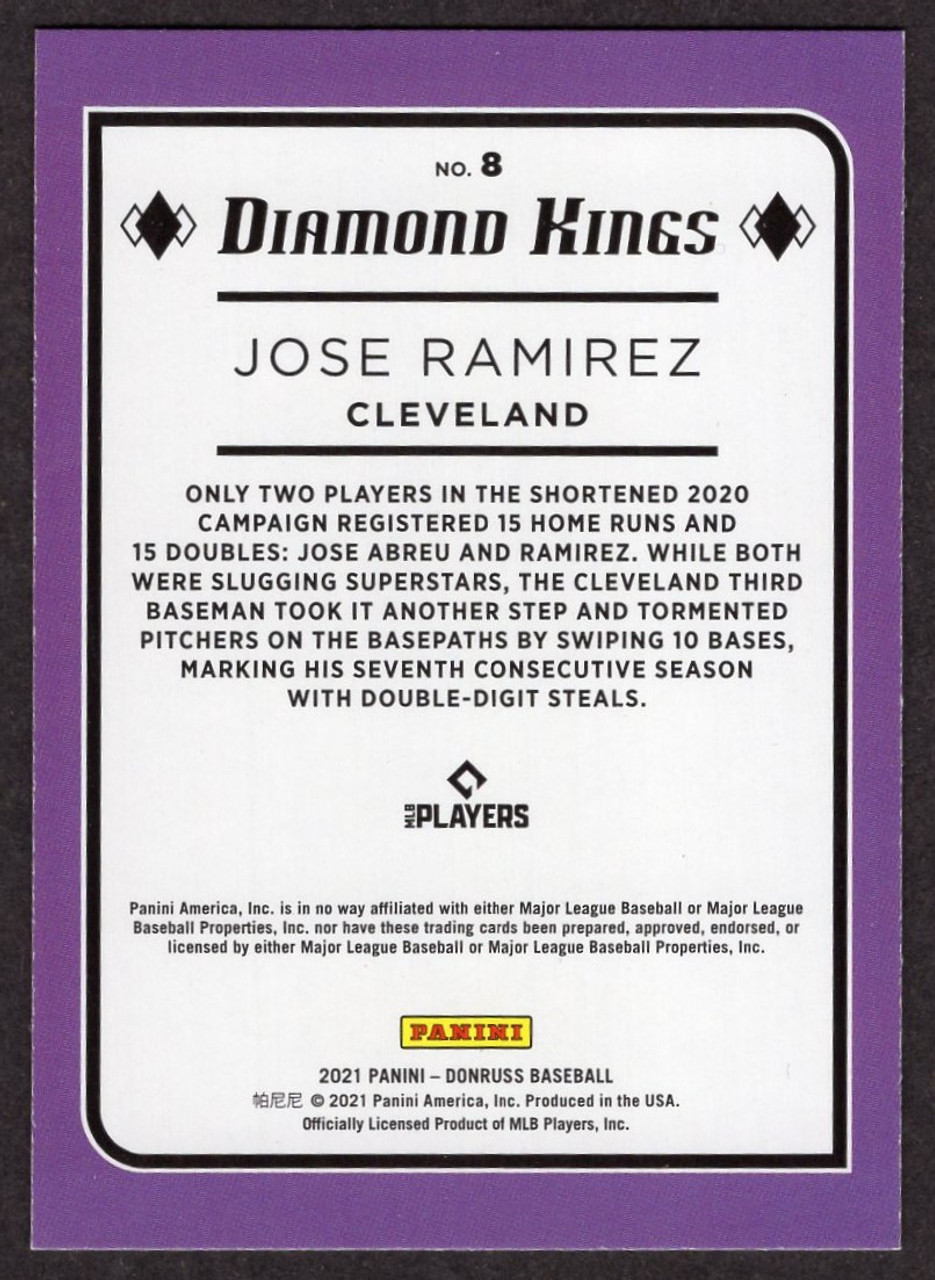2021 Panini Donruss #8 Jose Ramirez Diamond Kings Holo Blue