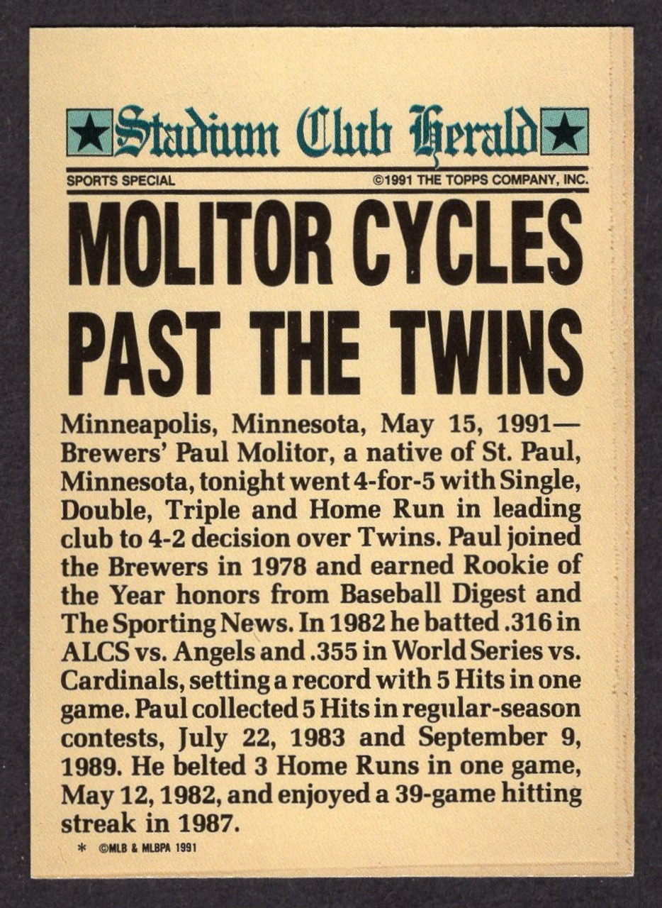 1991 Topps Stadium Club Paul Molitor Members Only