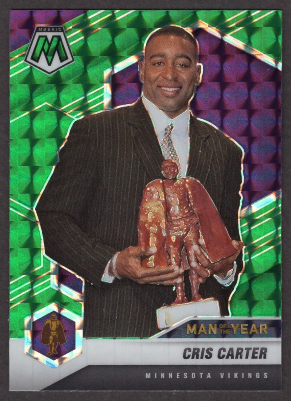 2021 Panini Mosaic #277 Cris Carter Man Of The Year Green Prizm