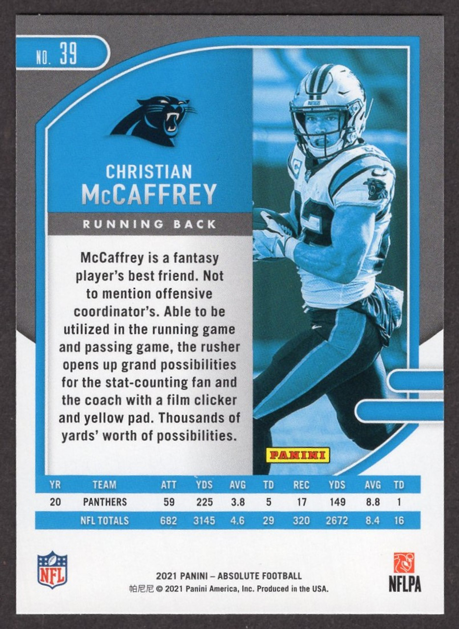 2021 Panini Absolute #39 Christian McCaffrey Green Foil