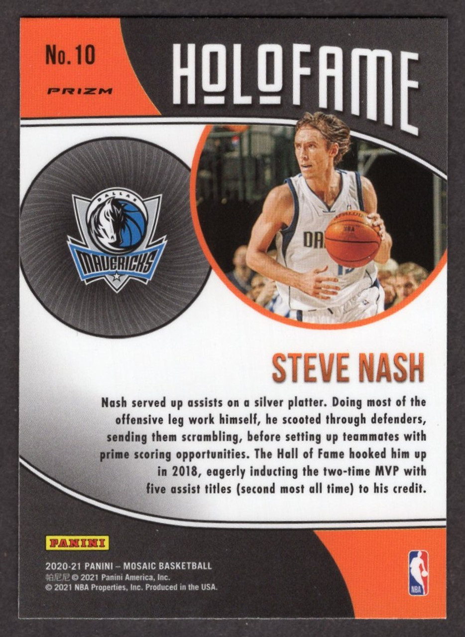 2020/21 Panini Mosaic #10 Steve Nash HoloFame Green Prizm