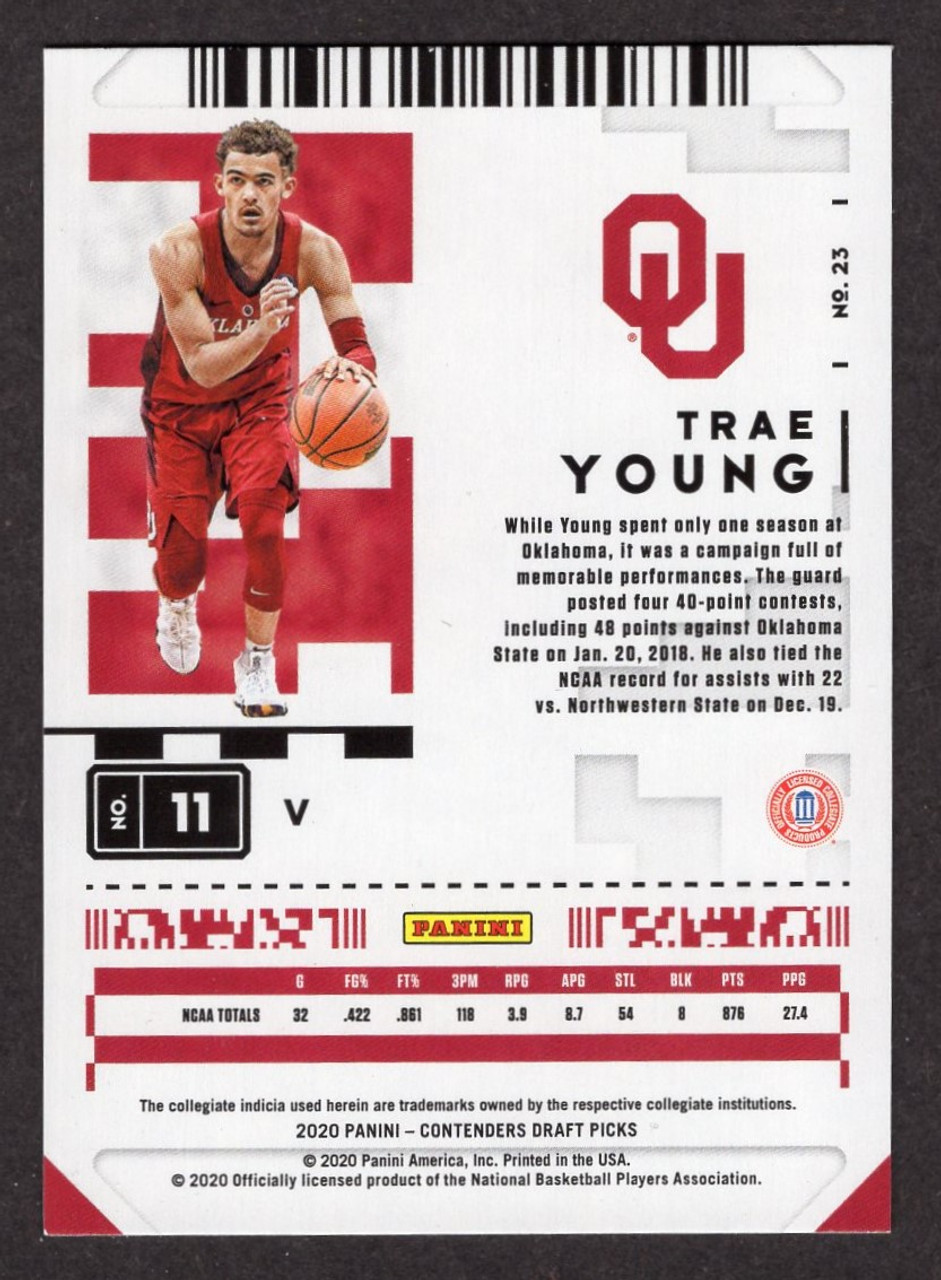 2020 Panini Contenders Draft Picks #23 Trae Young Variation Explosion Green Foil 