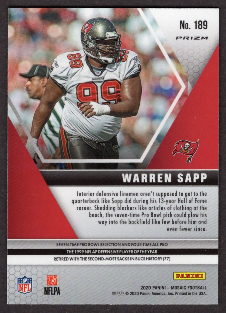 2020 Panini Mosaic #189 Warren Sapp Orange Reactive Prizm