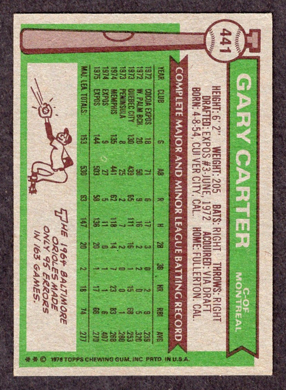 1976 Topps #441 Gary Carter