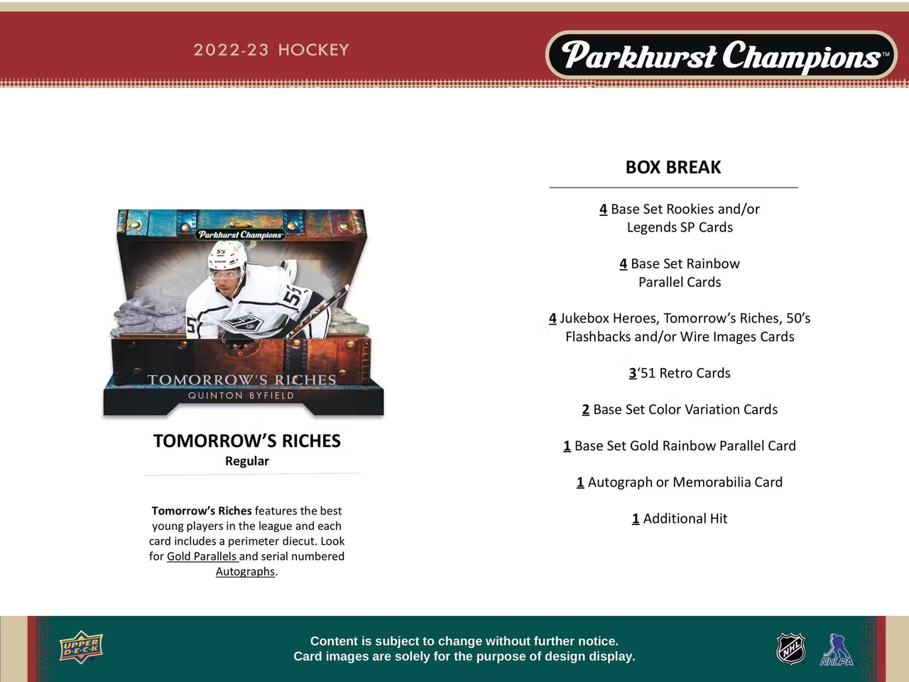 2022/23 Upper Deck Parkhurst Champions Hockey Hobby Box