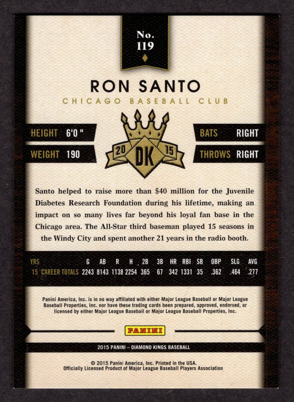 2015 Panini Diamond Kings #119 Ron Santo Framed Red Parallel
