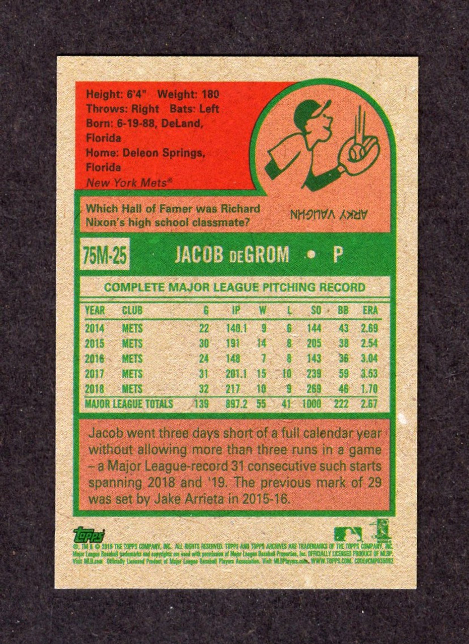 2019 Topps Archives #75M-25 Jacob deGrom Mini