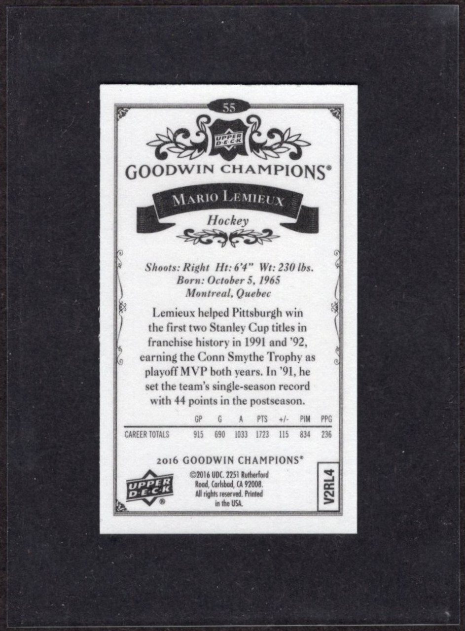 2016 Upper Deck Goodwin Champions #55 Mario Lemieux Gold Border Mini