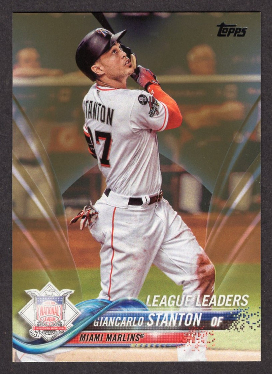 2018 Topps Series 1 #64 Giancarlo Stanton League Leaders Gold Parallel 1034/2018