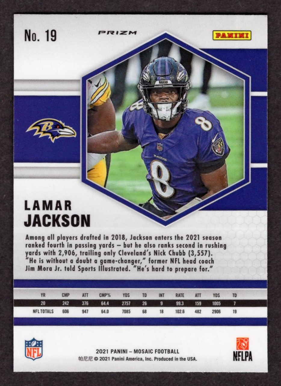 2021 Panini Mosaic #19 Lamar Jackson Orange Reactive Prizm