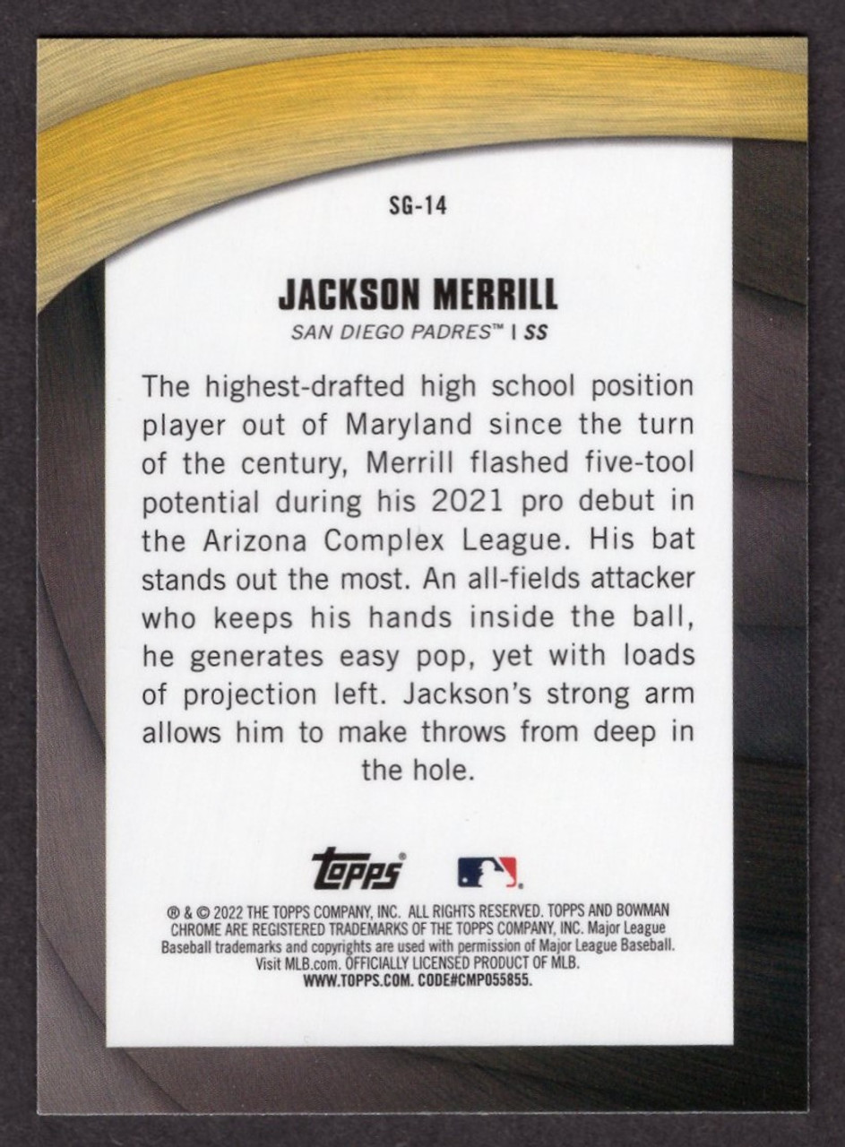 2022 Bowman Chrome #SG-14 Jackson Merrill Shades Of Greatness 