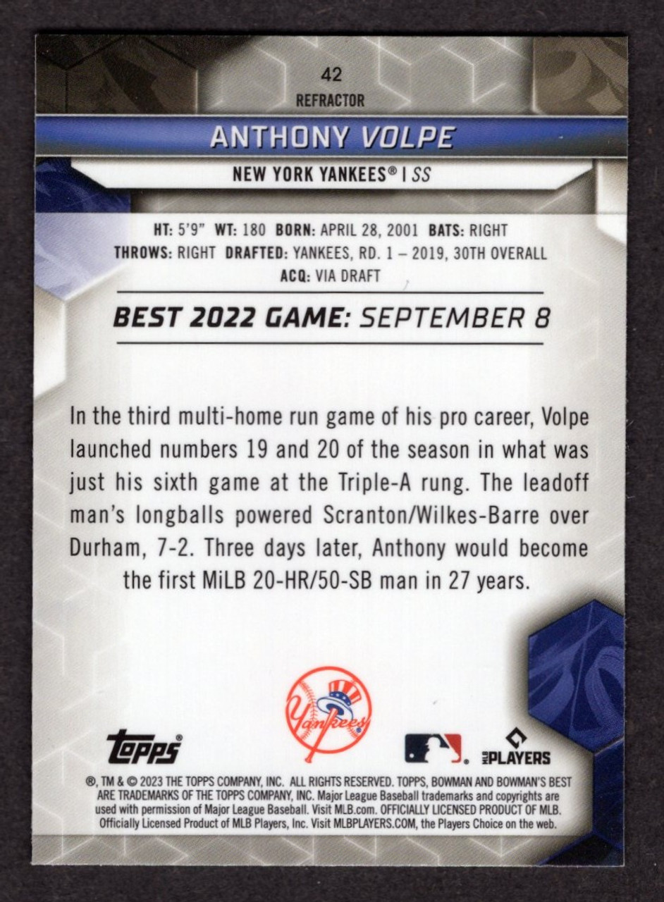 2023 Bowman's Best #42 Anthony Volpe Refractor Rookie/RC