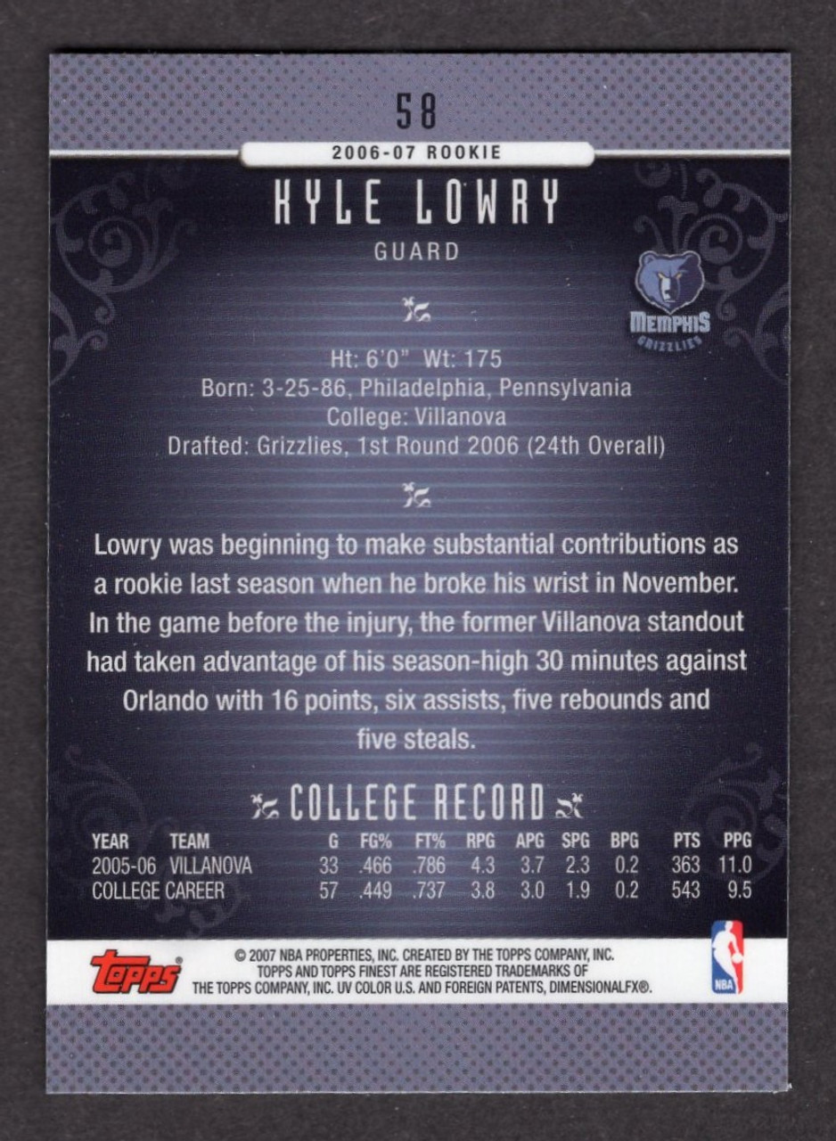 2006/07 Topps Finest #58 Kyle Lowry Rookie/RC