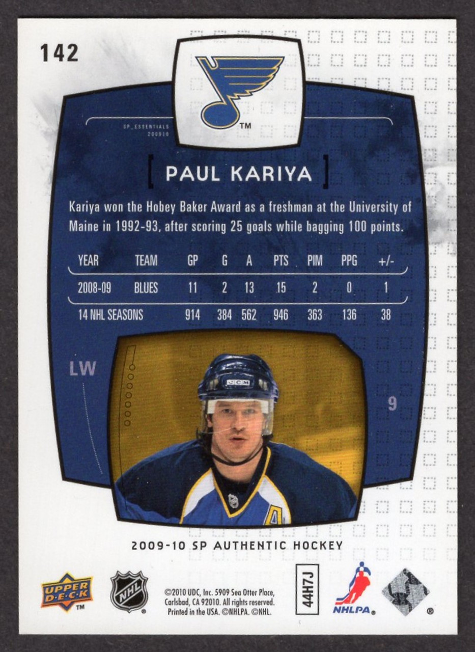 2009-10 Upper Deck SP Authentic #142 Paul Kariya 0009/1999