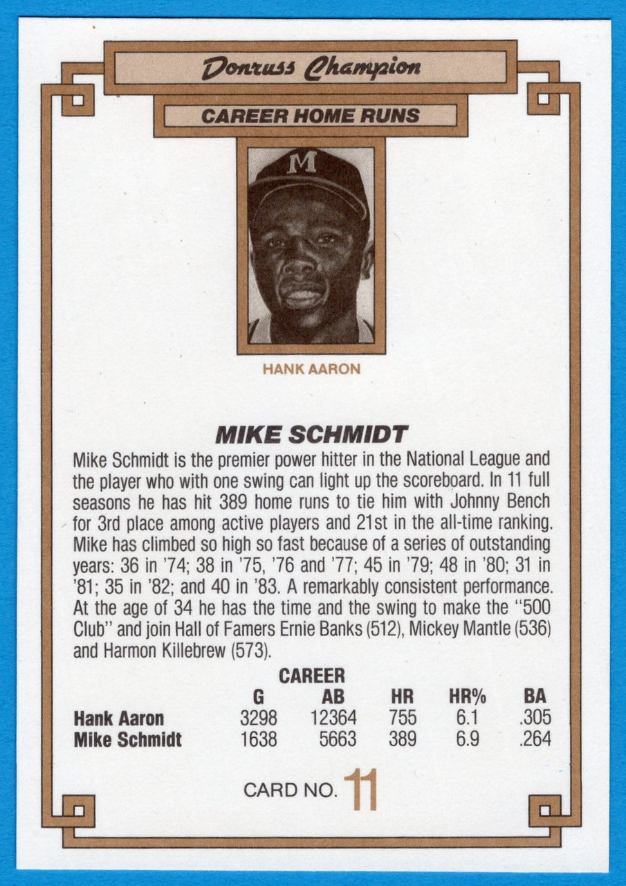 1984 Donruss Champions #11 Mike Schmidt (Oversized)