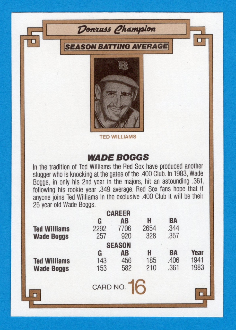 1984 Donruss Champions #16 Wade Boggs (Oversized)
