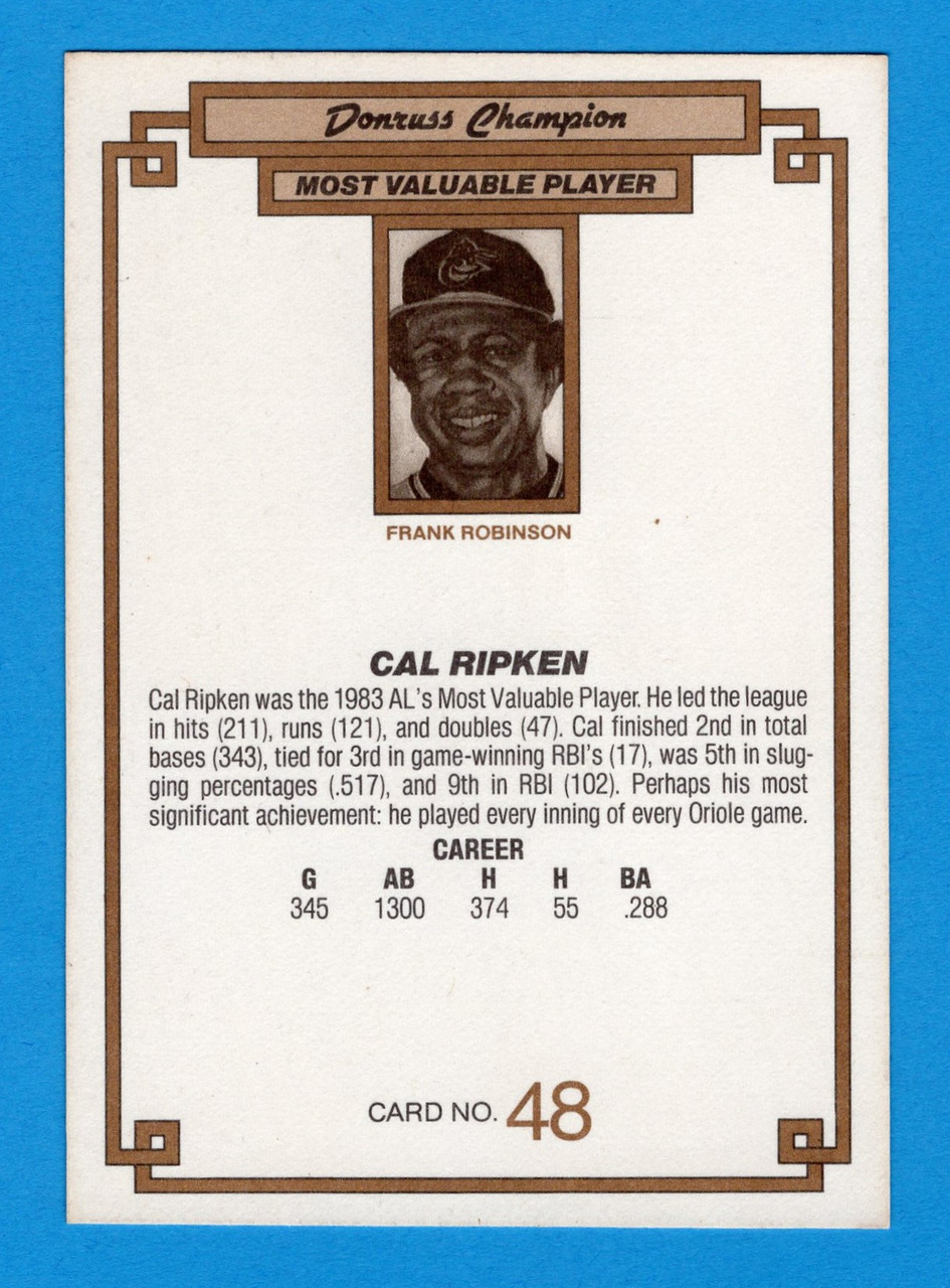 1984 Donruss Champions #48 Cal Ripken (Oversized; #2)