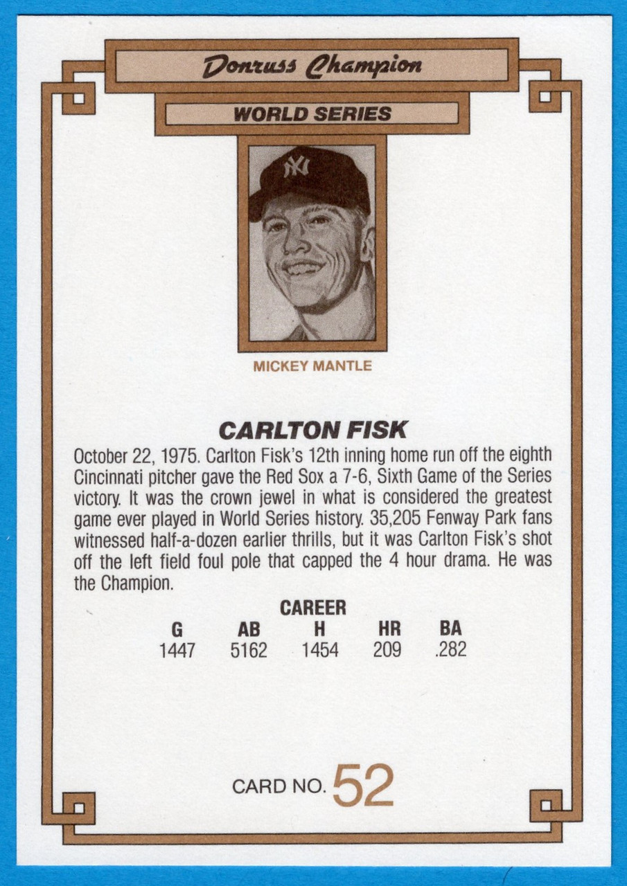 1984 Donruss Champions #52 Carlton Fisk (Oversized)