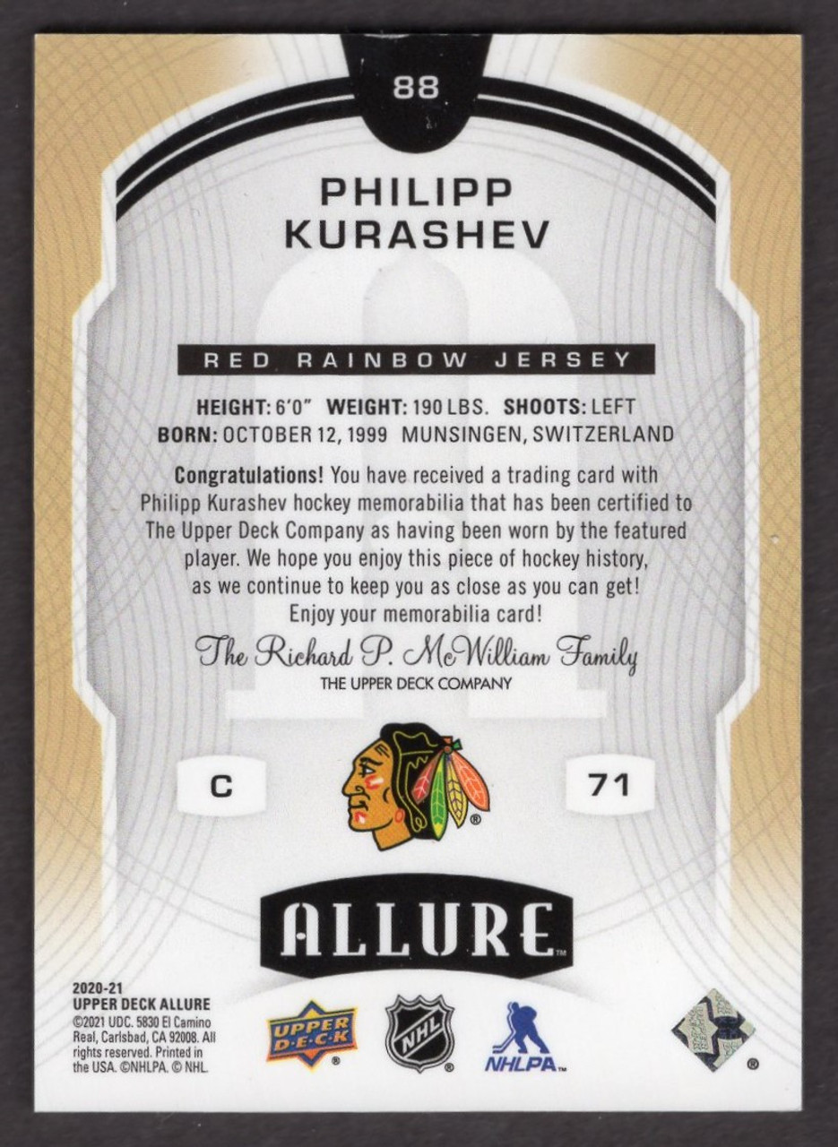 2020-21 Upper Deck Allure #88 Philipp Kurashev Red Rainbow Rookie/RC Jersey Relic