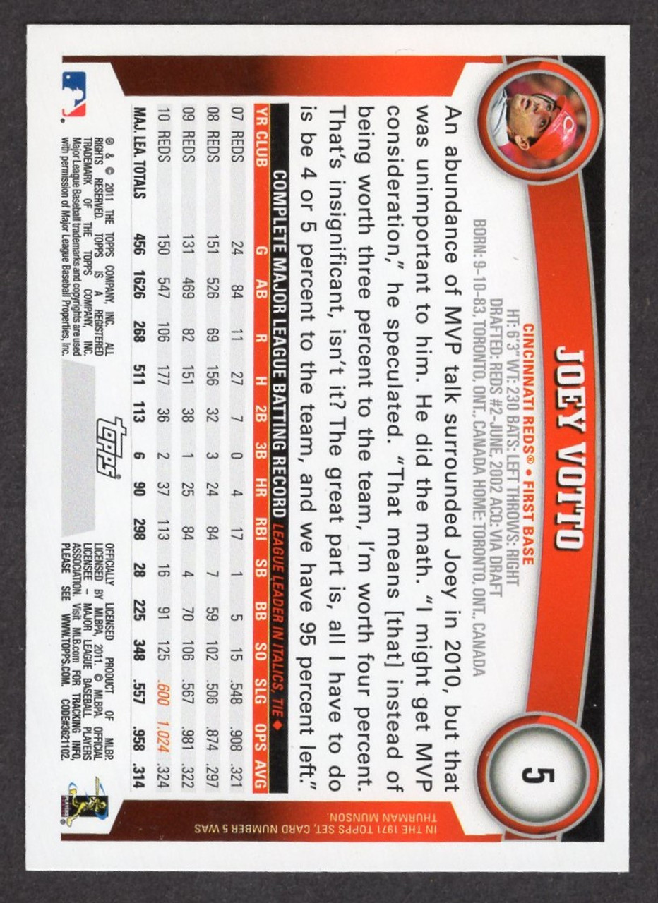 2011 Topps Series 1 #5 Joey Votto Platinum Diamond Anniversary 