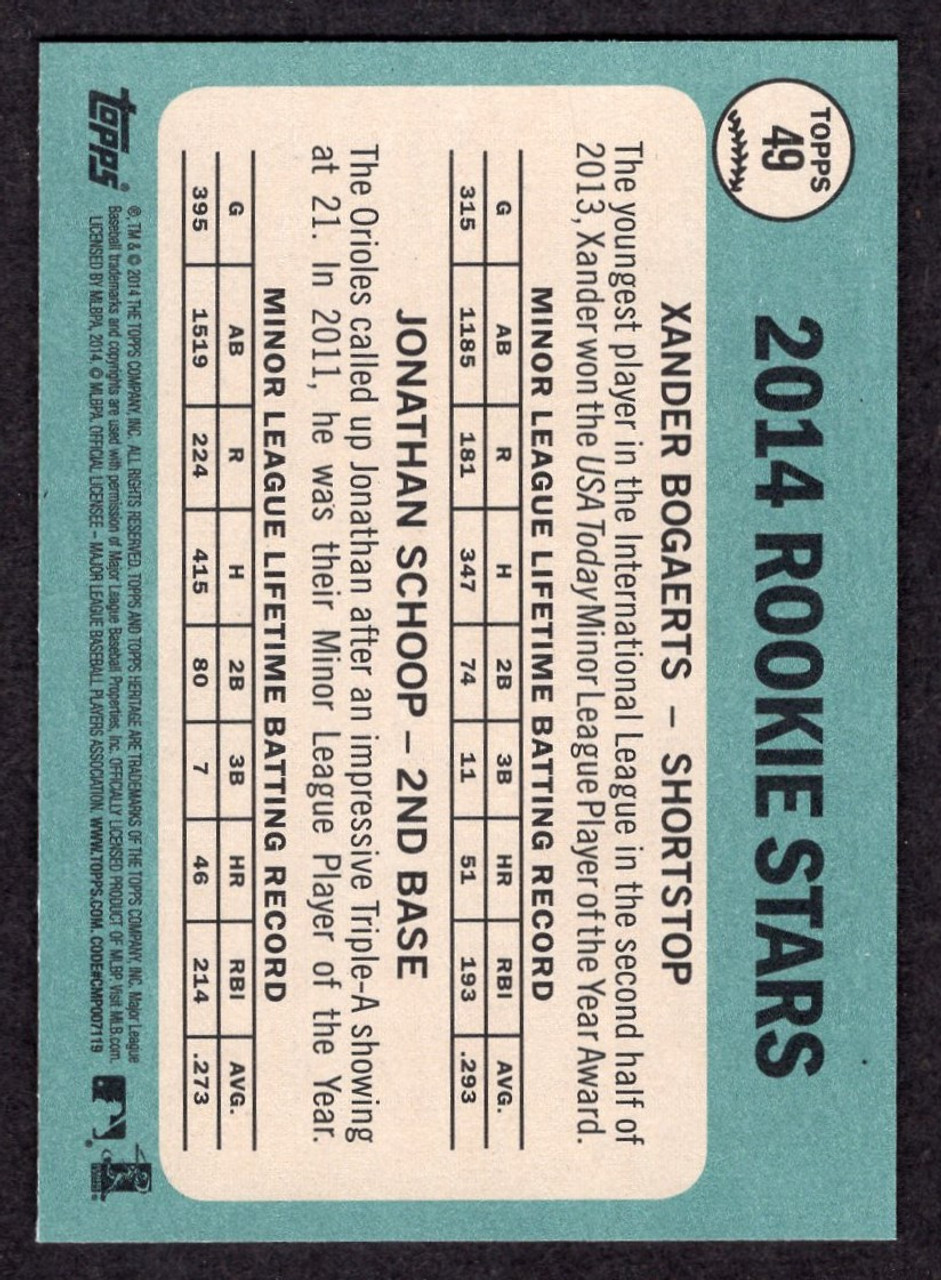 2014 Topps Heritage #49 Xander Bogaerts / Jonathan Schoop Rookie/RC