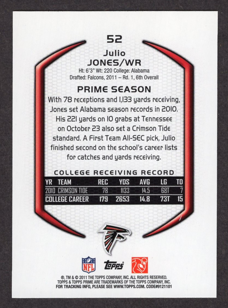 2011 Topps Prime #52 Julio Jones Rookie/RC