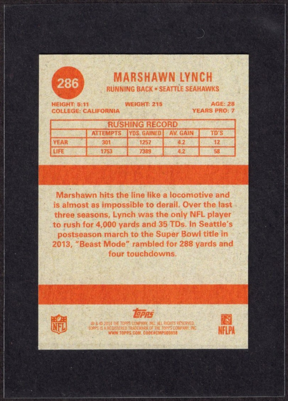 2014 Topps #286 Marshawn Lynch 1963 Retro Mini