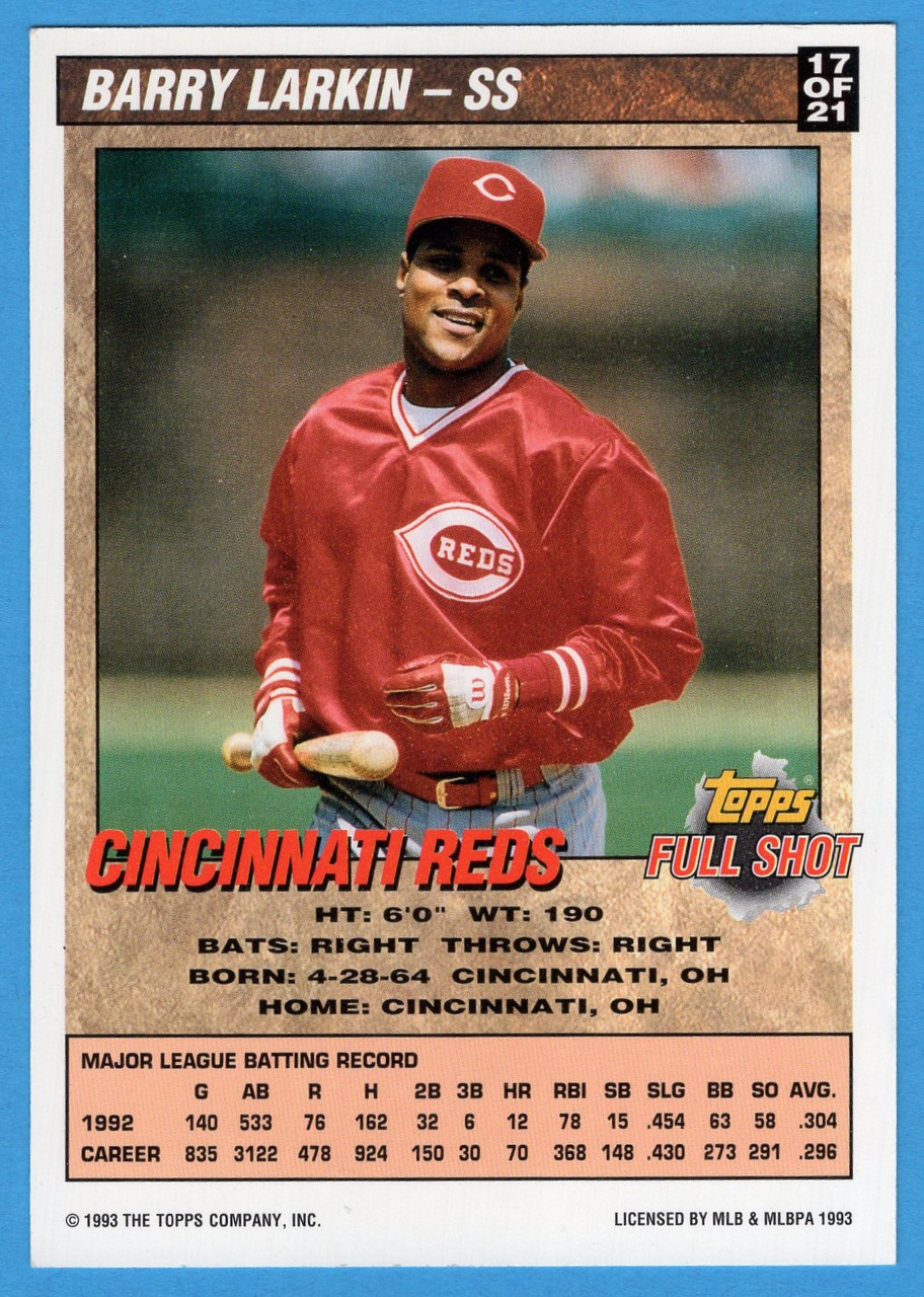 1993 Bowman #17 Barry Larkin Topps Full Shot Insert (Oversized)