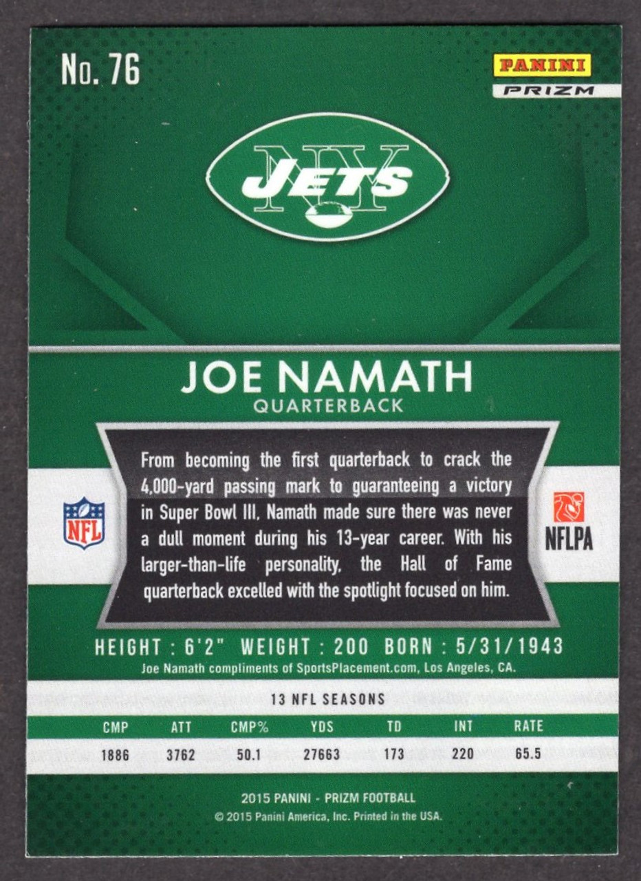 2015 Panini Prizm #76 Joe Namath Red Prizm