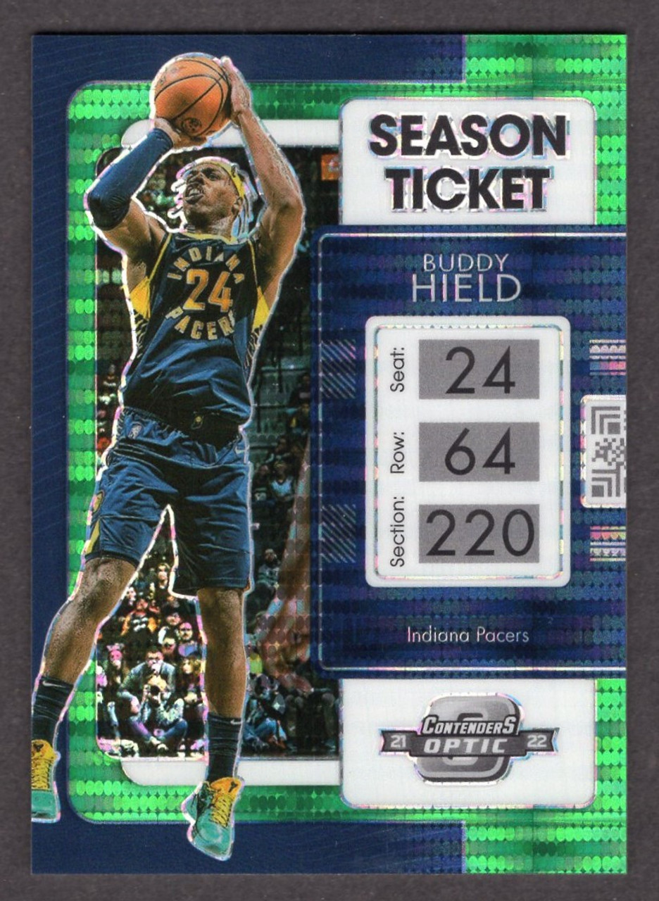 2021-22 Panini Contenders Optic #51 Buddy Hield Season Ticket Green Pulsar Prizm 06/25