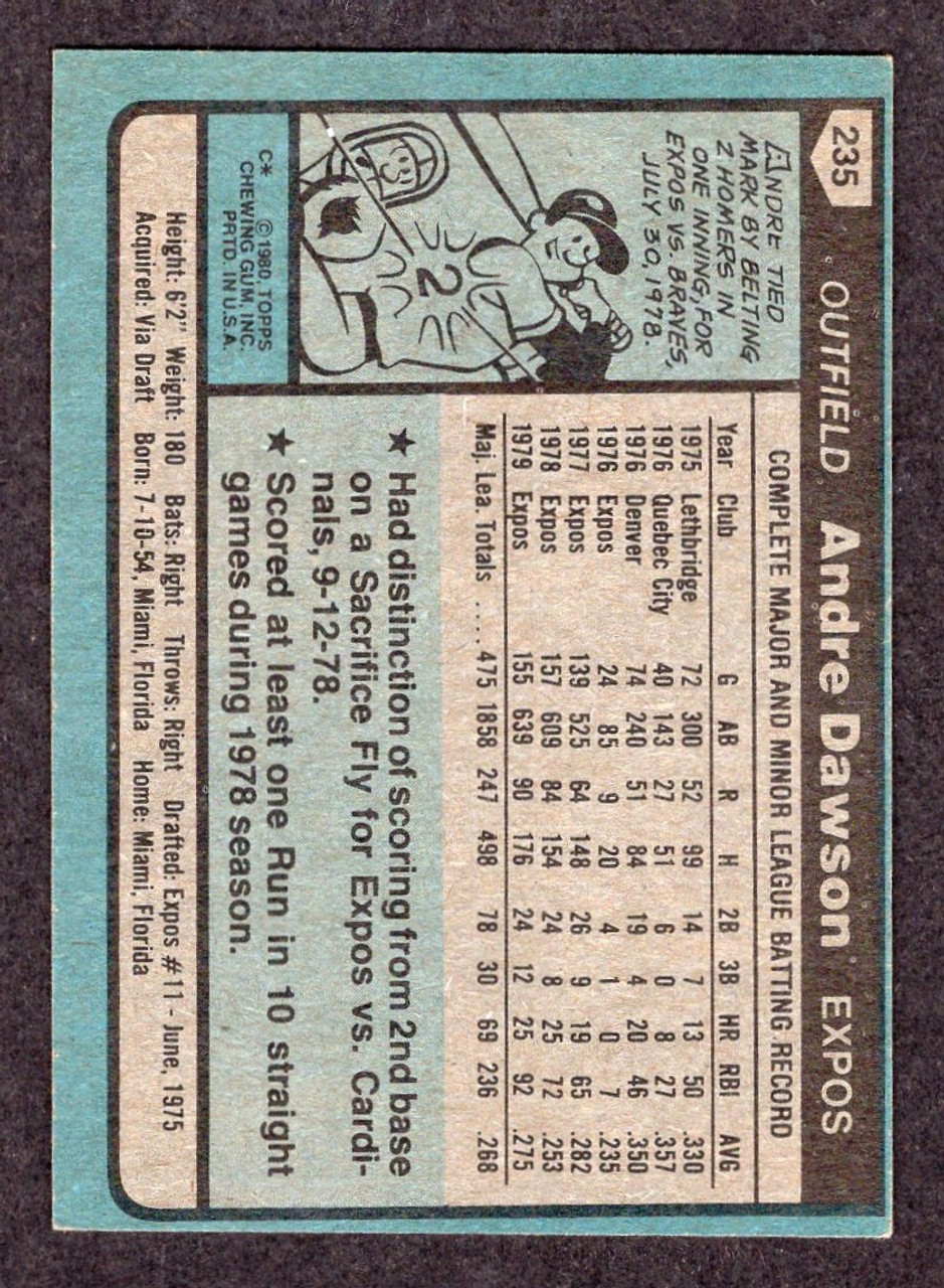 1980 Topps #235 Andre Dawson (#2)