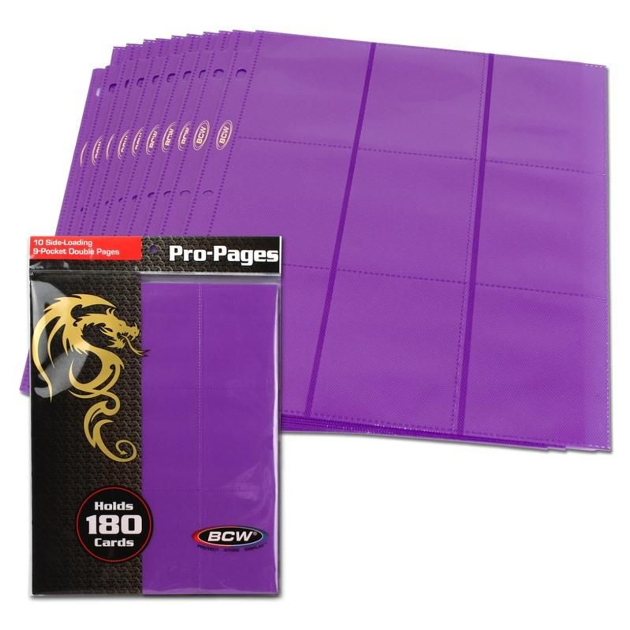 BCW Pro Double-Sided 9-Pocket Pages 10ct Pack - Purple (Side Load)