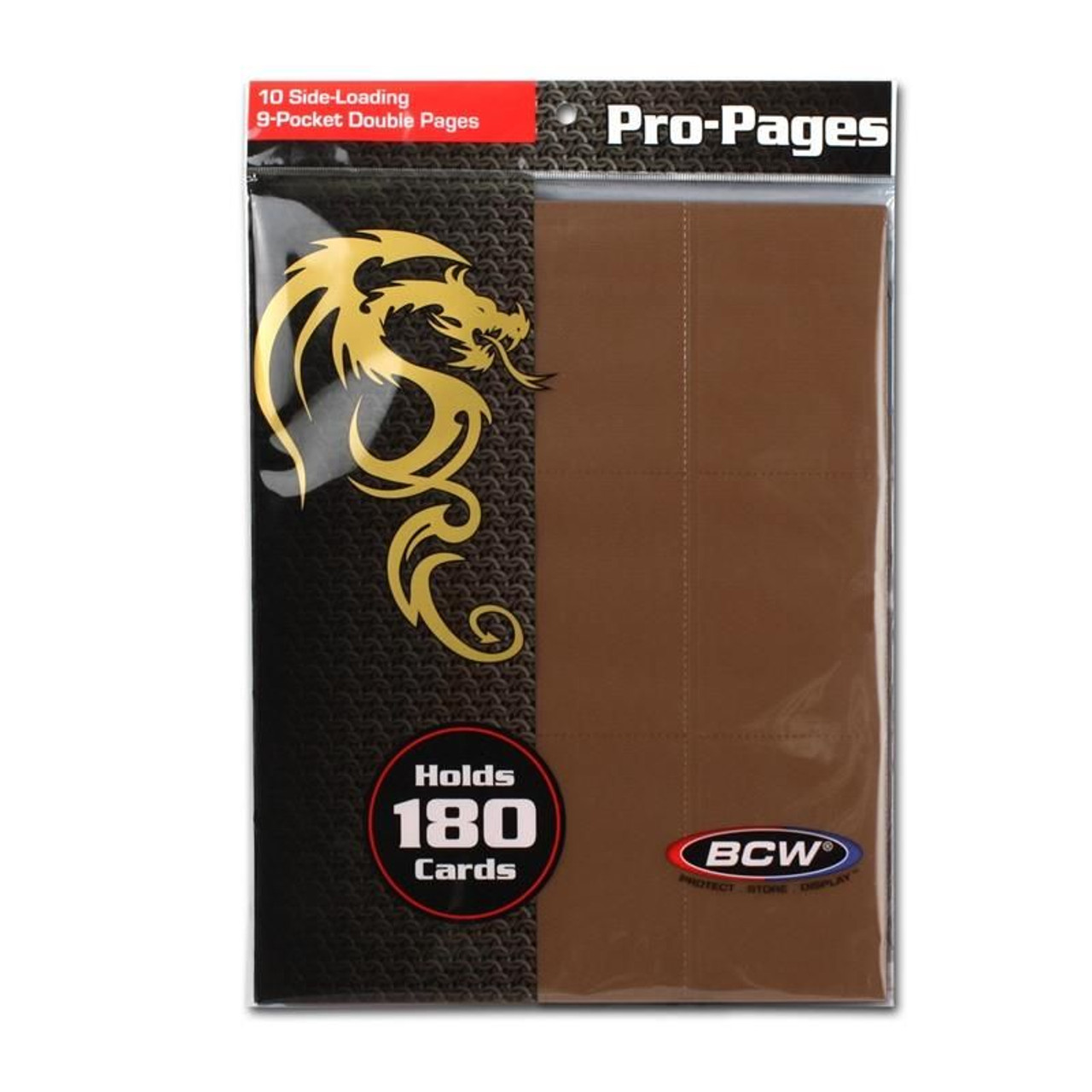 BCW Pro Double-Sided 9-Pocket Pages 10ct Pack - Brown (Side Load)