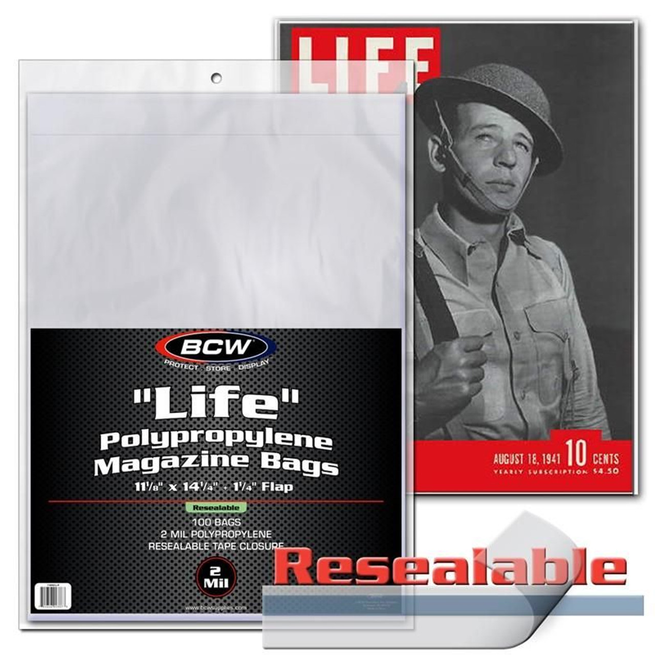 BCW Resealable "Life" Magazine Bags 100ct Pack / Case of 10