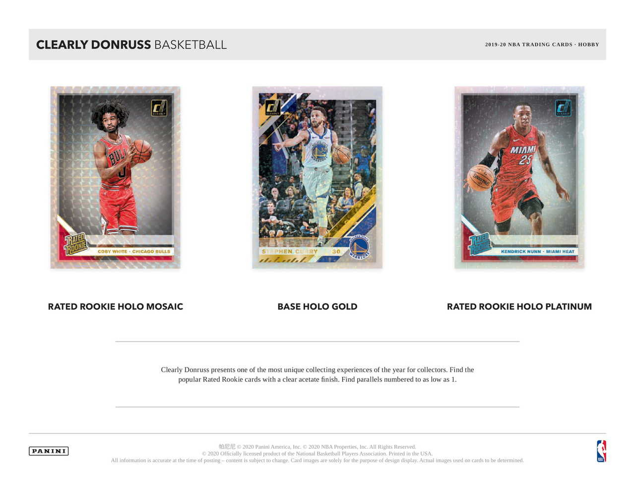 2019/20 Panini Clearly Donruss Basketball Hobby Box