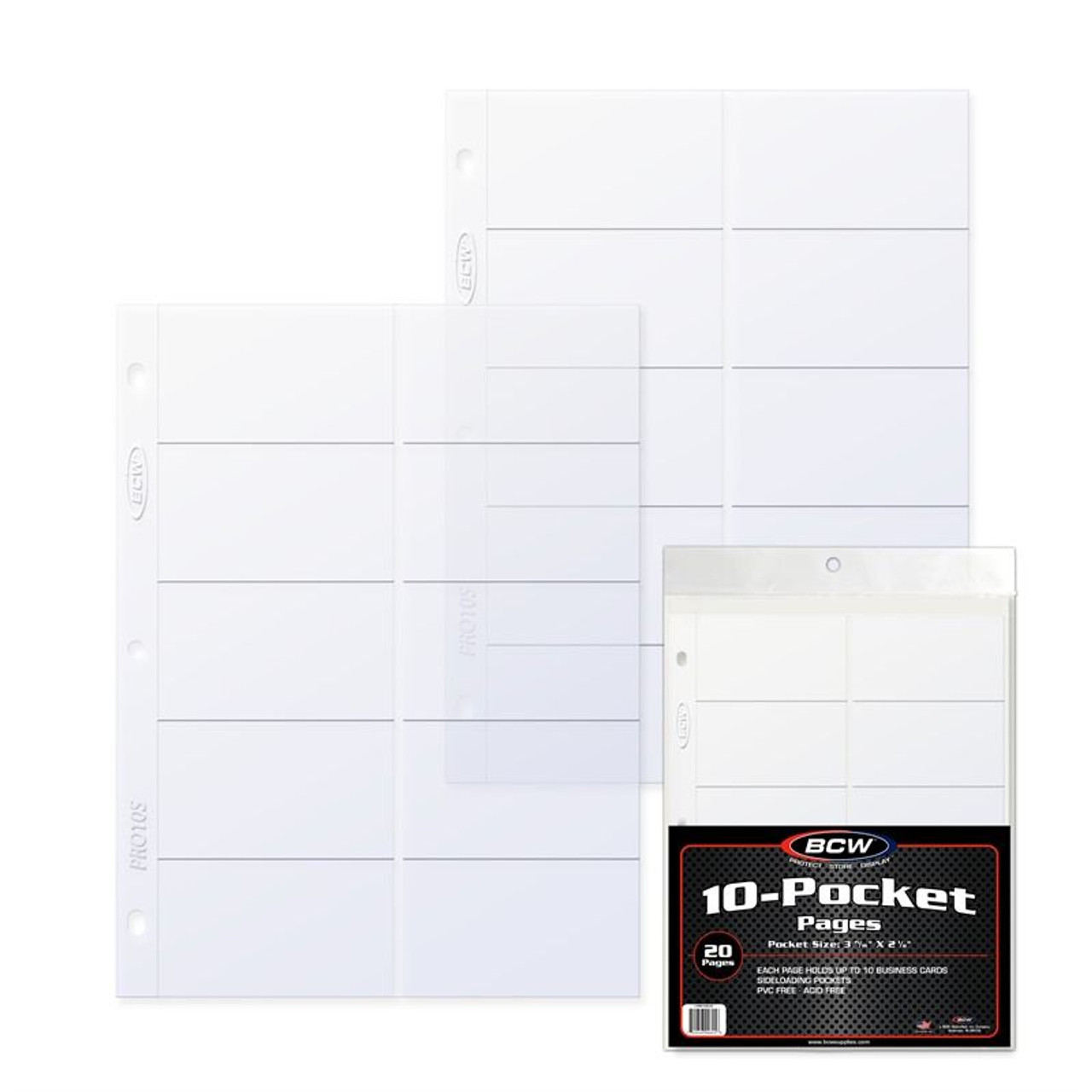 BCW Pro 10-Pocket Business Card Pages 20ct Pack (Side Load) / Case of 25