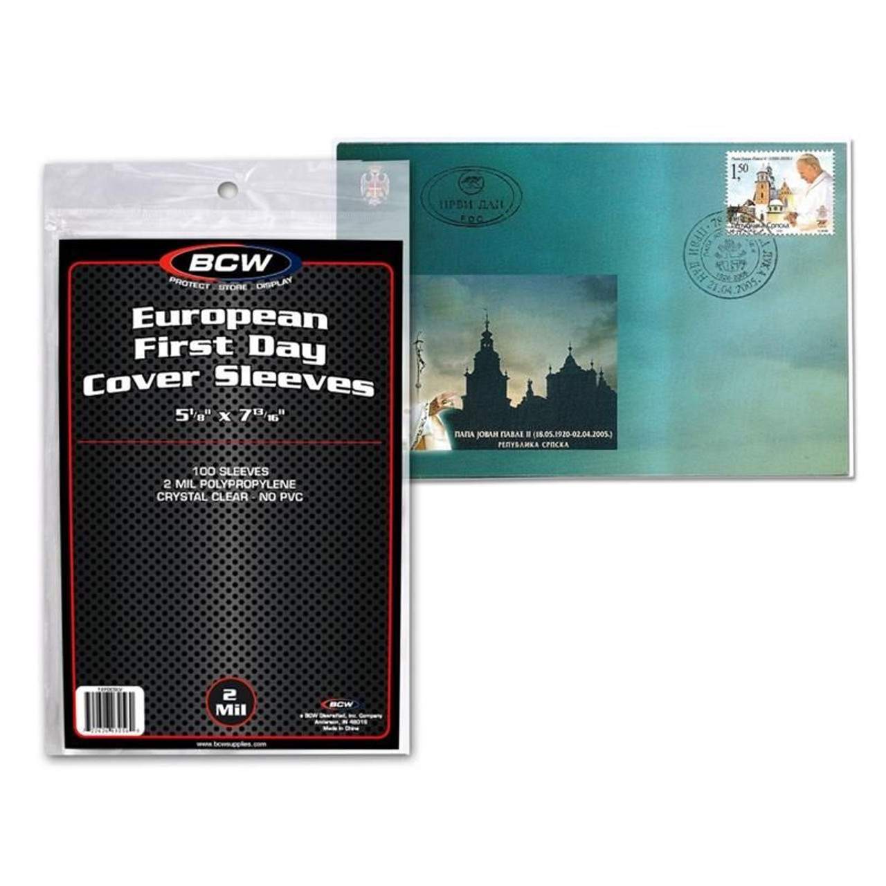BCW European First Day Cover Sleeves 100ct