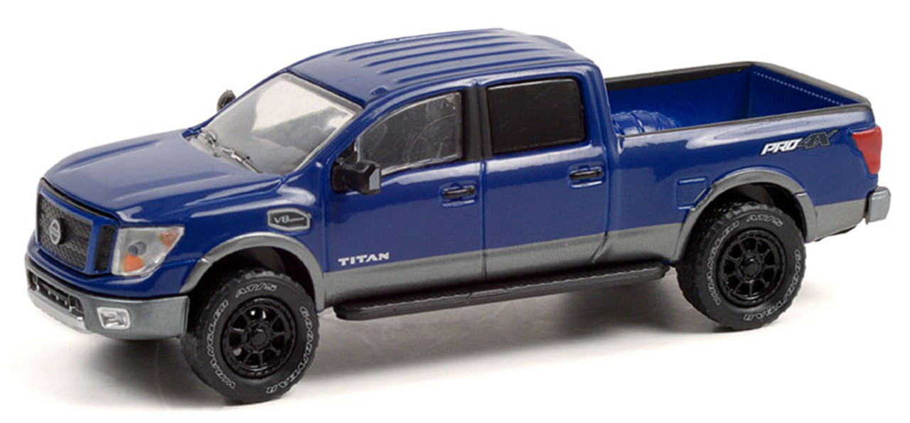 2018 Nissan Titan XD Pro-4X Pickup Truck Dark Blue "All Terrain" Series 12 1/64 Diecast Model Car by Greenlight