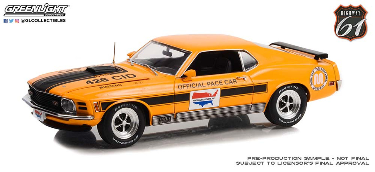 1970 Ford Mustang Mach 1 - Michigan International Speedway Official Pace Car - 1:18 Diecast Model Car by Highway 61 